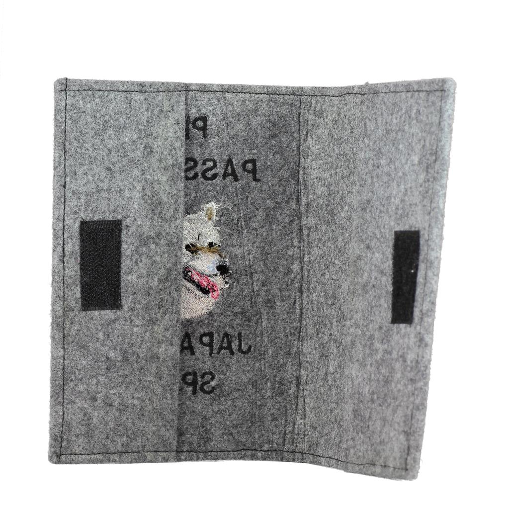 Japanese Spitz, Nihon Supittsu - Dog passport case, document case, gift for the traveller from the Art-Dog brand