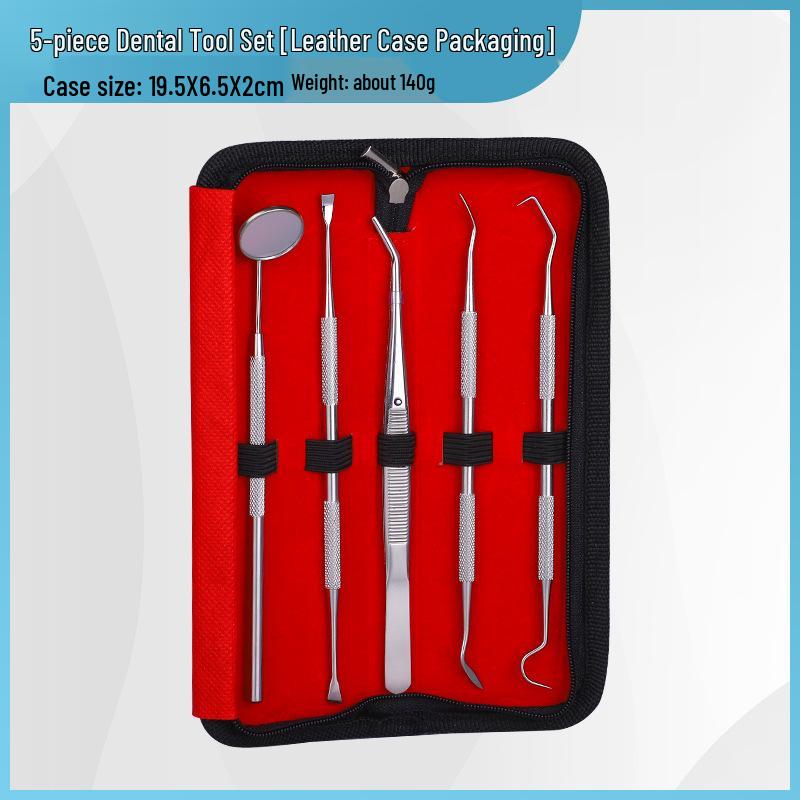 Dentist Tools Set: Stainless Steel Double-Ended Probe, Mouth Mirror, and Teeth Cleaning Kit