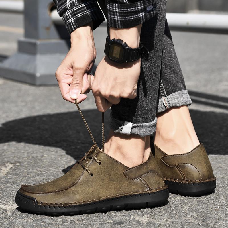 Fashion 2024 New All-match Driving Shoe Lightweight Leather Casual Shoes Hot Sale Men Business Comfy Moccasins Lace-Up Men's Dress Shoes