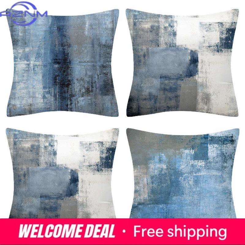 Shunika Chen Unisex Blue/Grey 1Pc Abstract Pillow Cover, Modern Textured Art Cushion Case For Sofa Bedroom Home Decor, No Pillow Insert