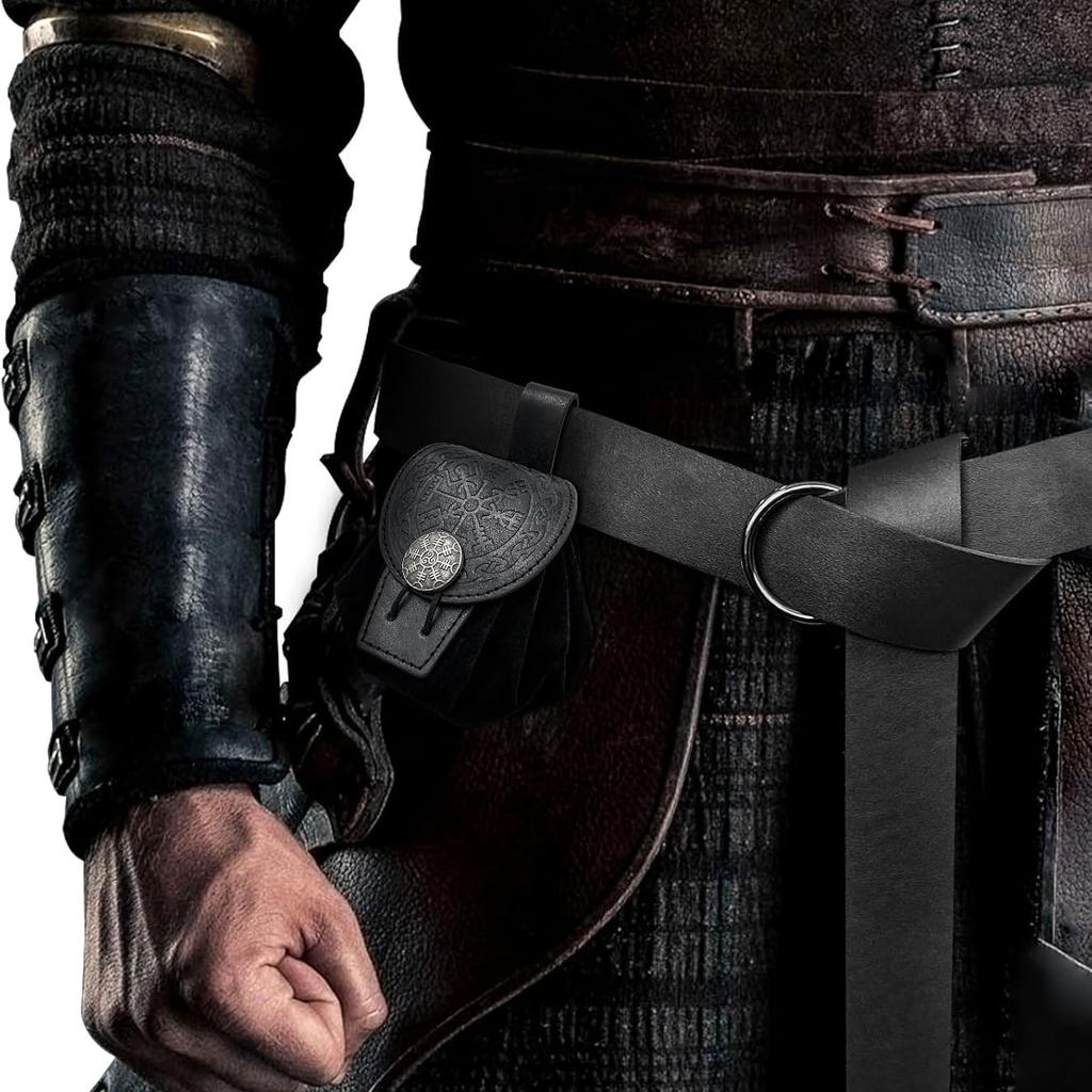 Steampunkový středověký punkový ledvinka pro muže Pu kůže peněženka na mince závěsná na opasek pas se stahovací šňůrkou taška na boky cosplay rekvizita