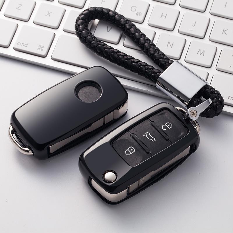 Folding Soft Rubber Remote Key Shell for Volkswagen Passat, Skoda, Jetta, Golf, Lavida Cars