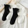 Lolita Sweet Girls Lace Bow Ruffle Socks Japanese Kawaii Cute Socks Women Black White Socks JK Costumes 2 Color  1 Pair