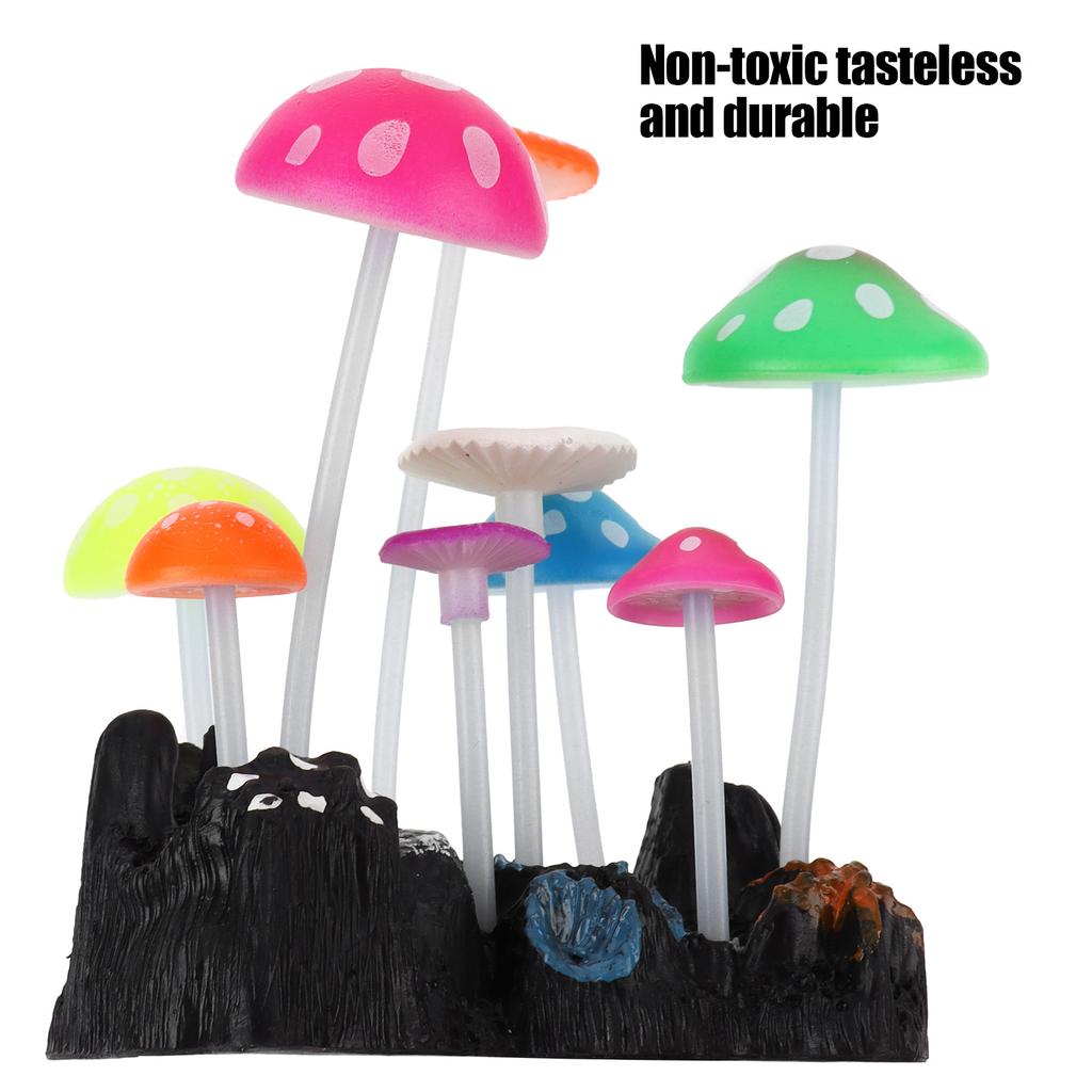 Simulation Mushrooms Aquarium Decoration Glowing Rockery Aquarium Decoration for Fish Landscape