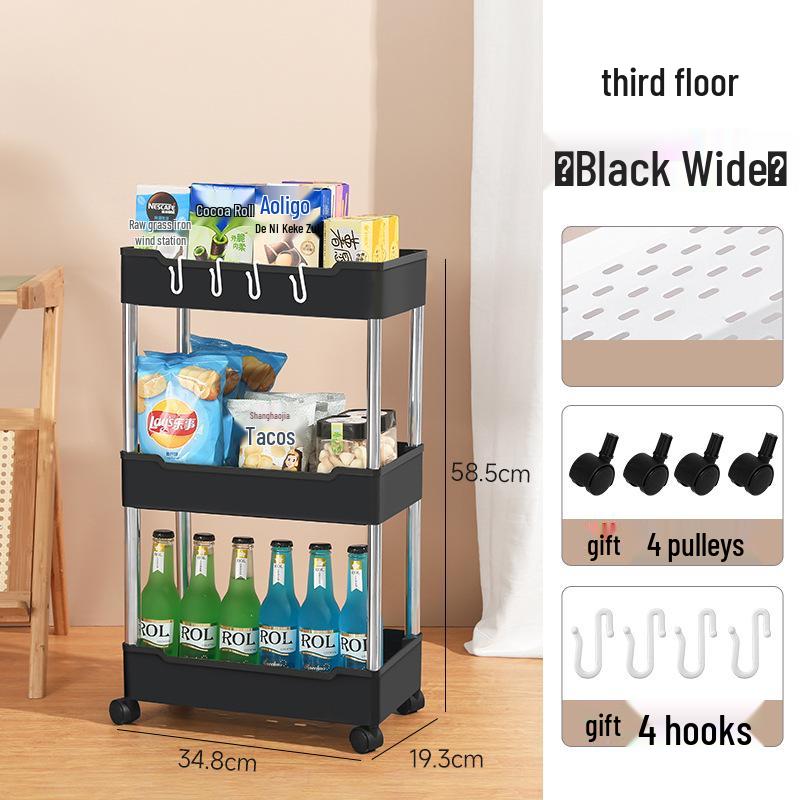 

Тележка Стойка: Многоярусное хранение в зазорах ванной, туалета и кухни