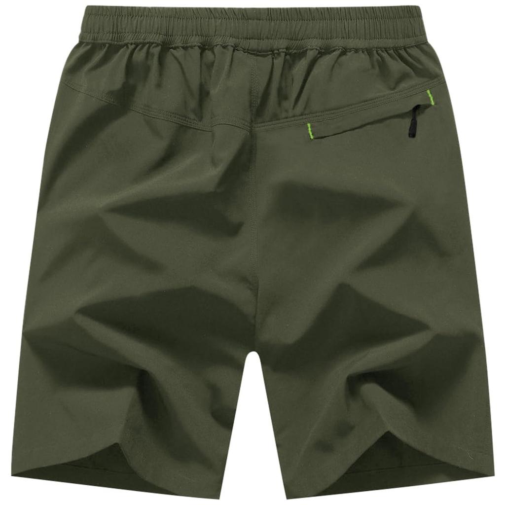 Outdoor Shorts with Zipper 01 Size XL Men's Shorts, Sweat-Wicking, Quick-Drying, Sports/Running Pockets, Green,