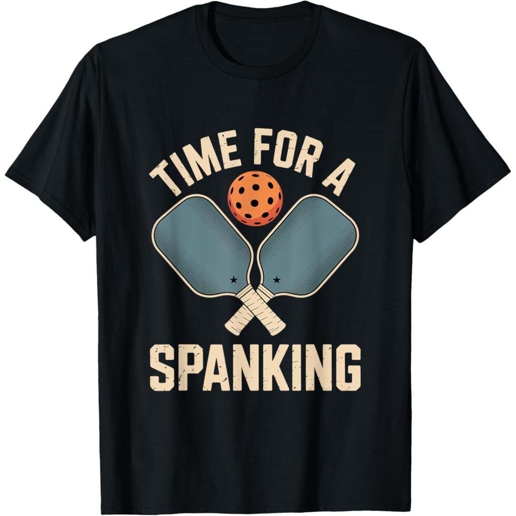 Funny Skeletons Playing Pickleball Paddle T Shirts Men Pure Cotton Humor Streetwear Tee Shirt Short Sleeve Unisex Loose Clothing
