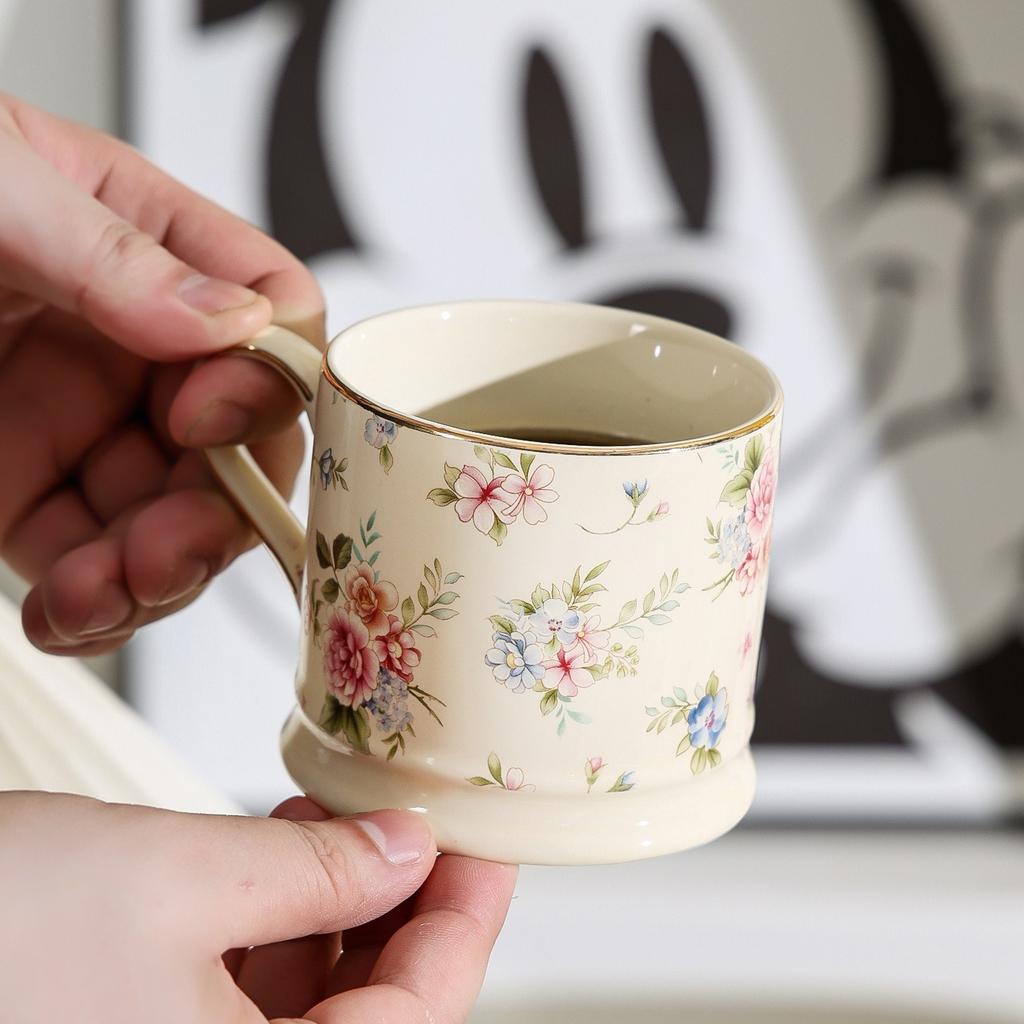 Floral-patterned Mug Ceramic Coffee Cup Retro Patterns Household Tea Cup Afternoon Tea Mugs Coffee Cups Couple's Birthday Gift