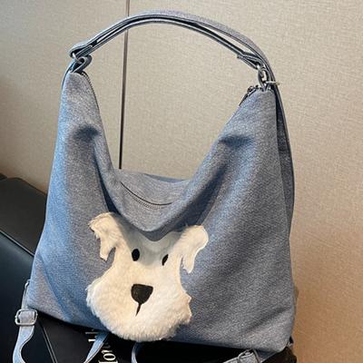 2025 Summer Bag Large Capacity Soft Leather Women's Shoulder Bag New Plush Bear Backpack Handbag Women's Bag