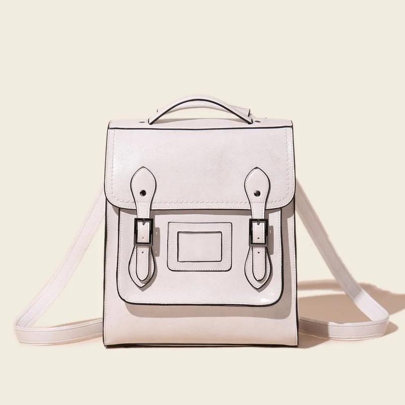 Women s Backpack 2024 New Leather Women s Bag Trend Fashion Retro Oil Wax Cowhide Women s Backpack School Bag Backpack белый