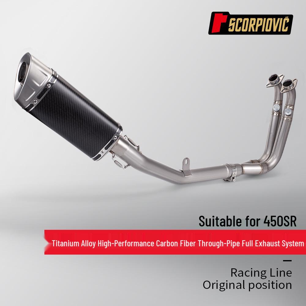 Titanium Alloy Exhaust Pipe Set for Chunfeng 450SR Motorcycle, Non-Destructive Install