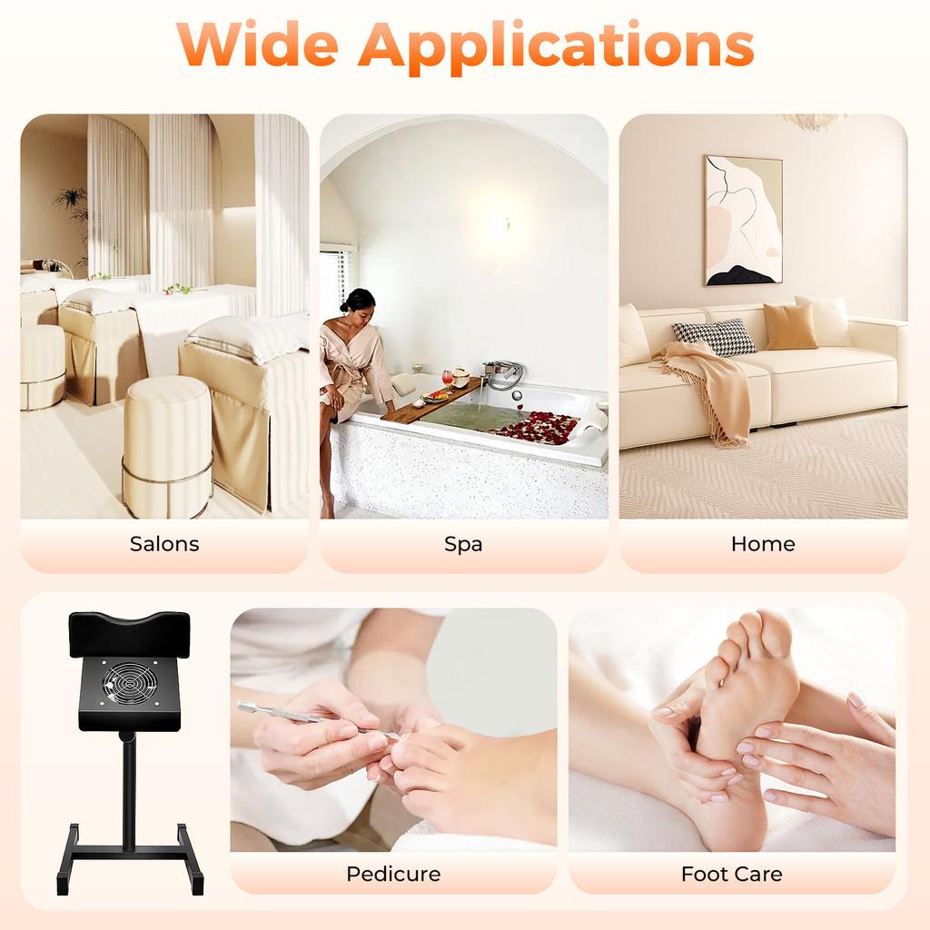 Beauty Salon Spa Lift Footrest Nail Bench With Dust Cleaning Fan Professional Pedicure Stool Height Adjustable Manicure Chair
