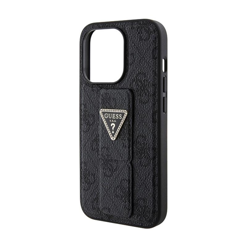Guess Grip Stand 4G Triangle Strass Logo - Etui Iphone 15 Pro Max (Czarny)