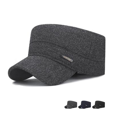Winter Hat Men's Warm Windproof Cotton Hat for Middle-Aged and Elderly Thick Velvet and Cold-Proof Ear Protection Flat Top Hat
