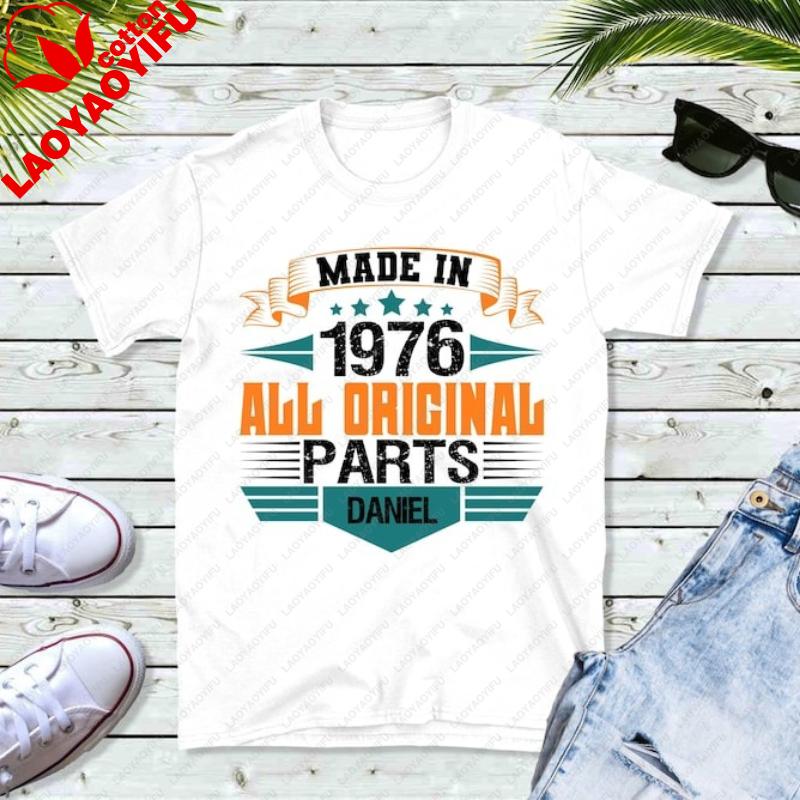 50th Birthday Unisex Crewneck Tshirt For Unisex 1976 Original Parts Bday Gift Hipster Street Fashion Casual Printed Tshirt Tops