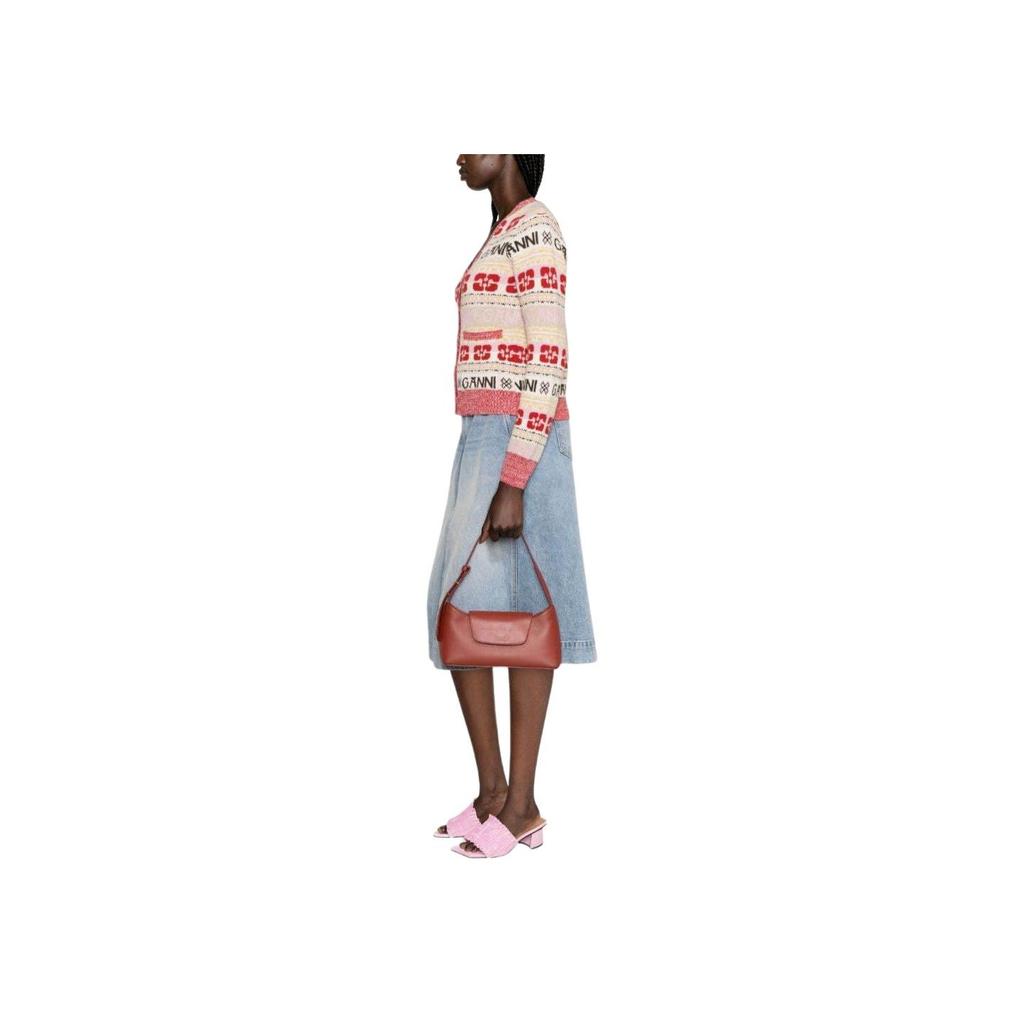 Ganni Løs V-hals Knap Langærmet Strikket Sweater Dame sweater Lyserød K1959999
