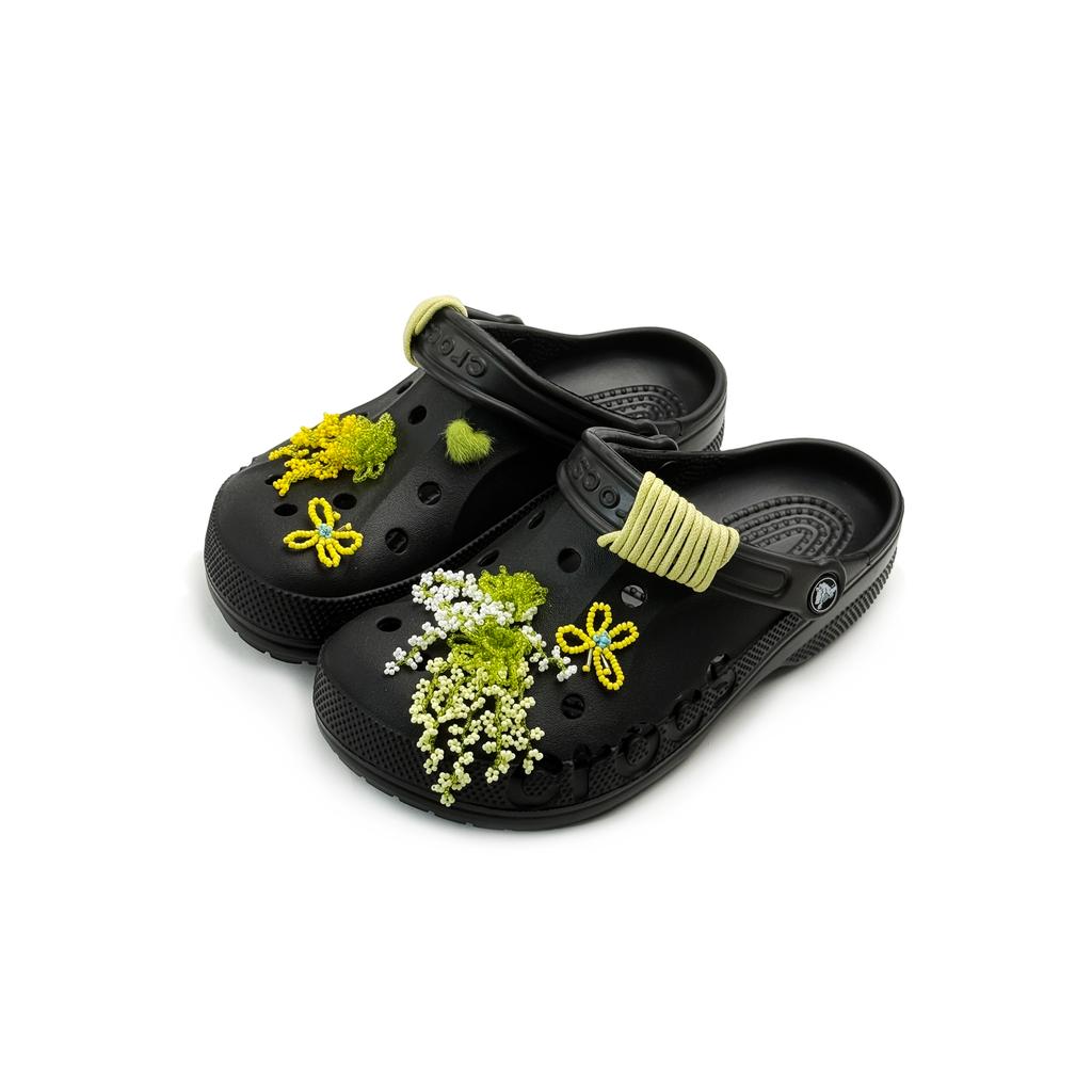 Crocs Baya EVA Fresh and Romantic Sweet Dopamine Butterfly Flower Fashion and Leisure College Hole Shoes Women Black