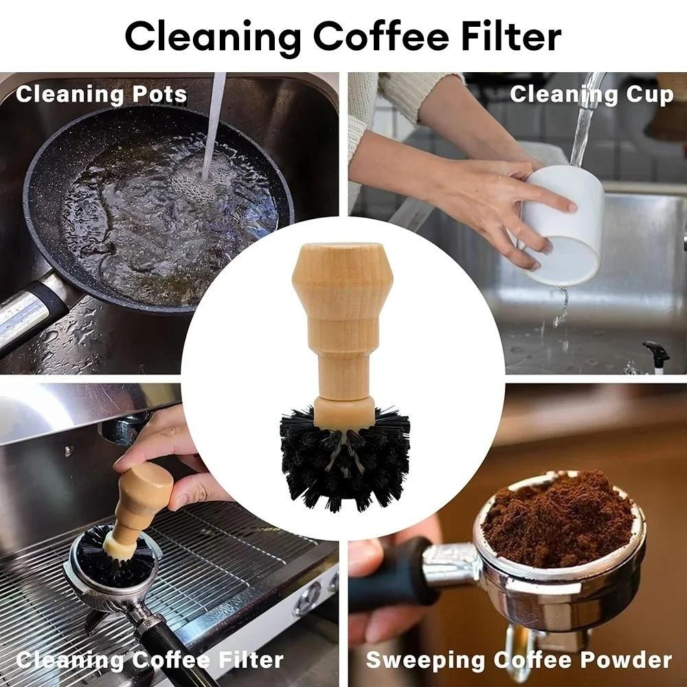 Residual Powder Sweep Portafilter Cleaning Brush Wooden Handle Barista Brush Espresso Machine