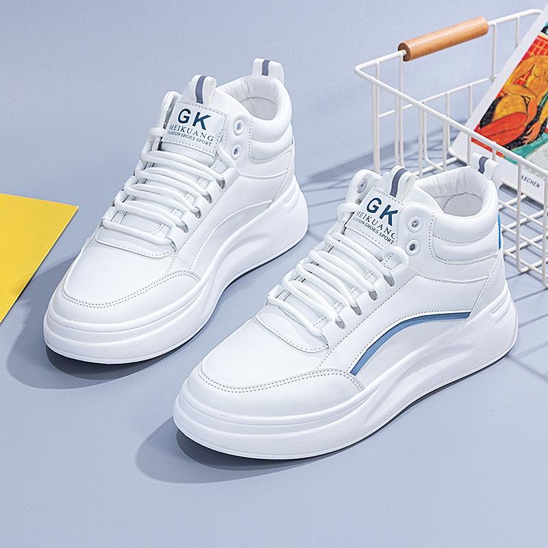 High Top Women Sneakers Casual Vulcanize Shoes Autumn Winter 2024 Comfortable Lace Up Platform Shoes Designer White Shoes Woman