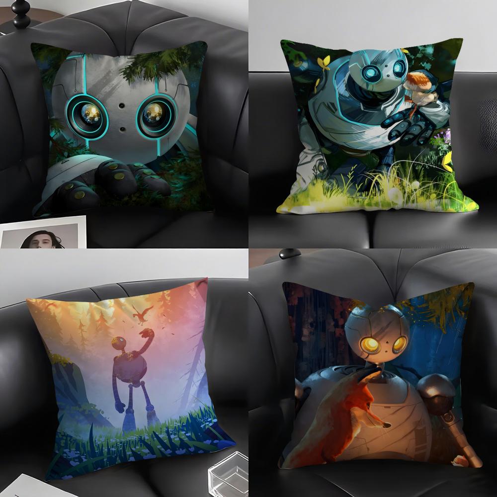 The W-Wild Robott Cartoon Cushion Cover Pillowcase Ultra Soft Skin Friendly Fabric Cloud Like Comfort & Concealed Zipper