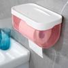 3 Colors Bathroom Toilet Paper Towel Holder Wall Mount Plastic WC Toilet Paper Holder with Storage Shelf Rack Paper Storage Box
