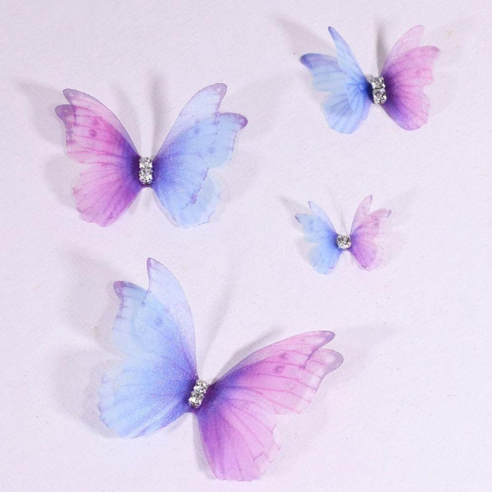 50Pcs Double Layer Butterfly Appliques Translucent Clothes Sewing Patch  Garment Design Materials