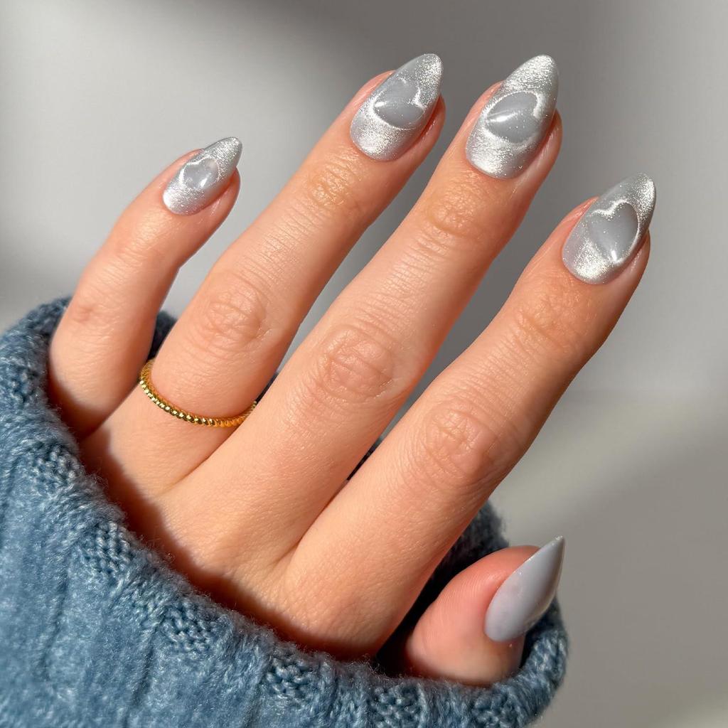 Cat Eye Wearable False Nails - Simple Whitening, Removable, High-End Nail Patches
