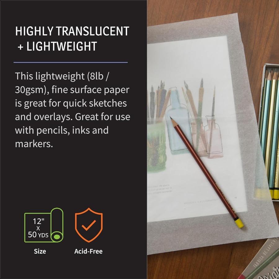 

Рулон белой кальки для рисования Bienfang 12 дюймов x 50 ярдов для рисования, копирования эскизов, выкроек для шитья United States