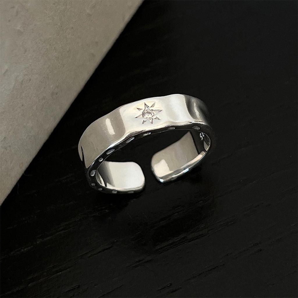 Sterling Silver Niche Design Open Ring: Korean Style, Stackable, Colorfast, Light Luxury
