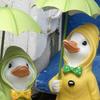 Hand-crafted Duck Statue Artistic Resin Adding Vitality Raincoat Duck Figurine Garden Supplies