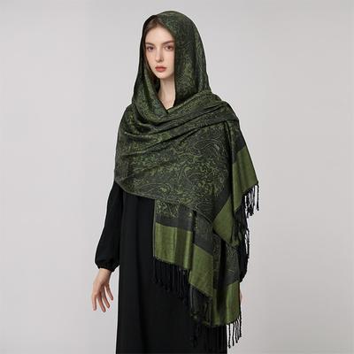Jacquard Schal Damen Luxus Mode Dick Weich Damen Schals Stola Schal Muslimischer Hijab Wickeltuch Stirnband Halstuch Bandana