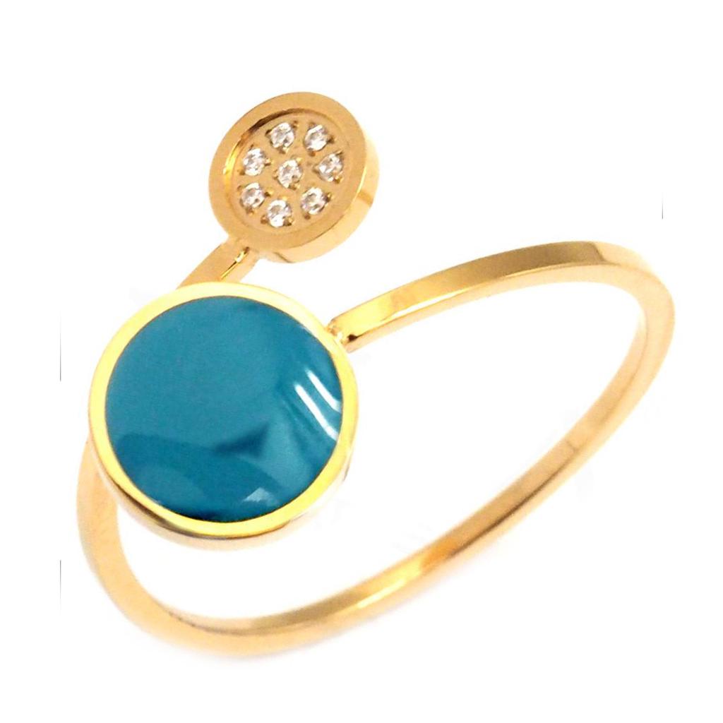 Les Trésors De Lily [Q0748] - Designer Steel Ring 'Boho' Turquoise Gold - 5 and 8 Mm