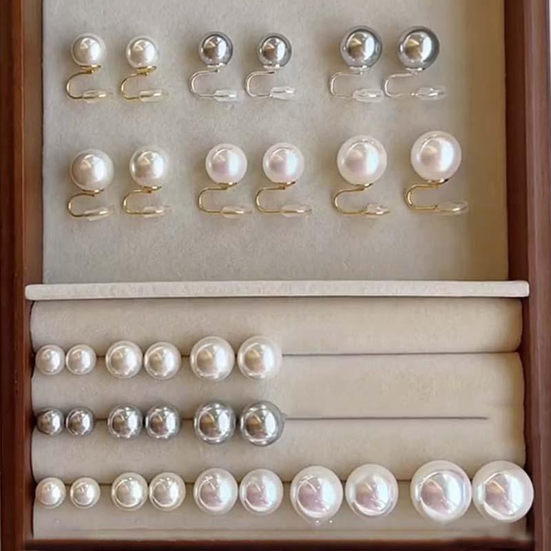 

French retro pearl earrings fashion versatile stud earrings light luxury temperament high sense earrings women