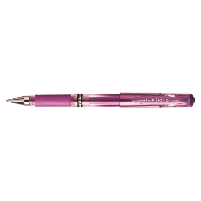 Roller Encre Gel - UNIBALL - Signo Broad UM153 - Pointe Large 1mm - Couleur Rose - Encre Super INK