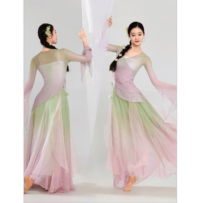 Damen Klassisches Tanz Fließendes Farbverlauf Performance Outfit
