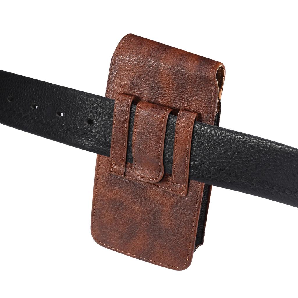 Universal Leather Men Waist Bag Mobile Phone Belt Clip Case For iPhone Samsung Galaxy Xiaomi Redmi Poco Oppo 7 Pro Holster Pouch