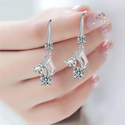 Earrings Female Senior Sense Enchased Small Fox Earrings Long Senior Sense Temperament