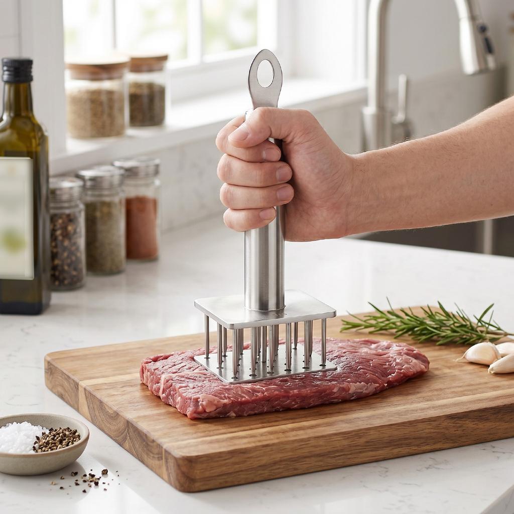 Stainless Steel Meat Tenderizer Meat Tenderizer Tool with Guard Plate Fast Tenderizing Preserves Shape for Steak Pork Chicken 28 Needle