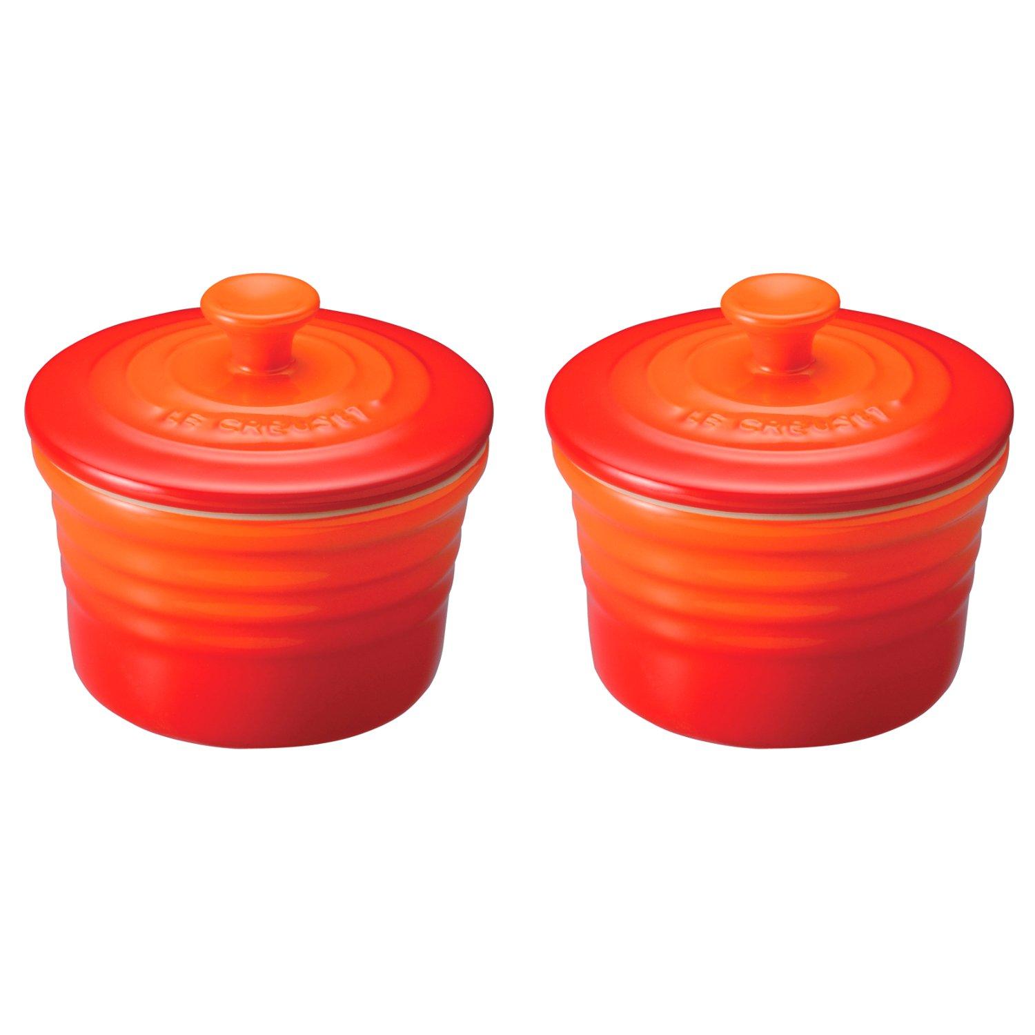 

Le Creuset Ramen Cans, Small, with Lids, Set of 2, Heat-Resistant Containers, Orange, 910026-00-09