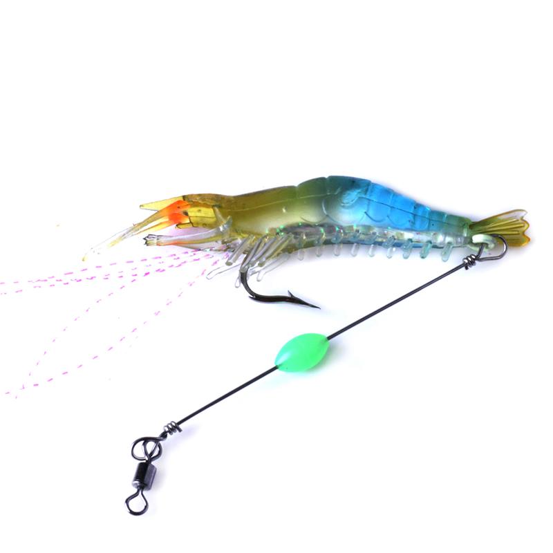 

HENGJIA 1 шт. 5,3 г/8 см светящаяся приманка для креветок, форели, окуня, щуки, мягкие приманки с бусиной синий