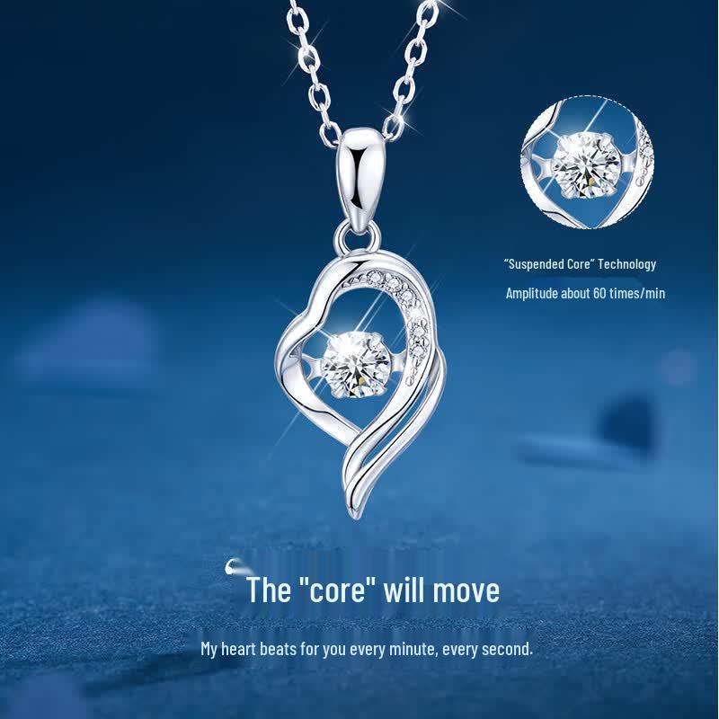 Zhenshangyin Moissanite Sterling Silver 'My Heart For You' Pendant Necklace