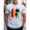 Men's Fashion Trend Casual Surfboard Printed T-shirt Round Neck Short Sleeve Top Summer New Sports Top Beach Vibe T-shirt