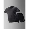 Plus Size Men's Quick-Dry Short-Sleeve T-Shirt and Shorts Set Men's Breathable Athletic Set Fitness T-Shirt and Shorts Set