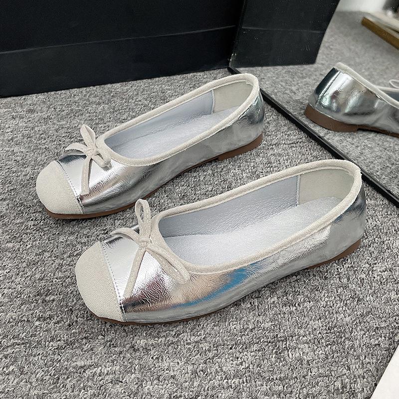 Square Ballet Shoes Women's 2025 New Sweet Flat Soft Bottom French Retro Leather Shallow Mouth Shoes Zapatillas Mujer