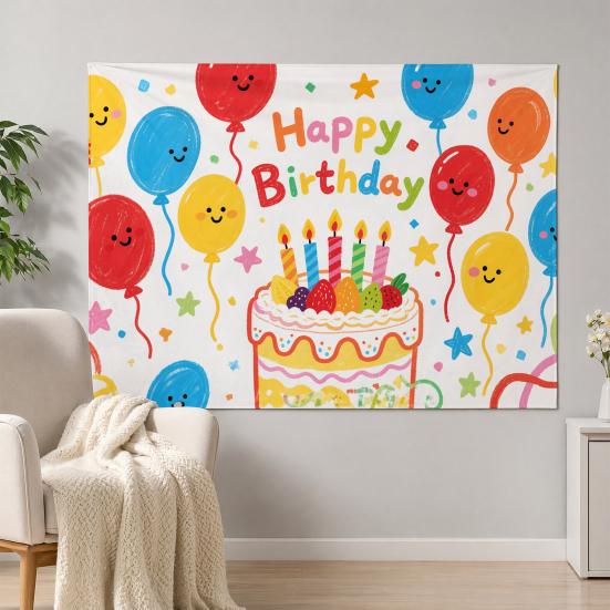 Stendardo Banner di Buon Compleanno Grande Poster in Tessuto da Appendere Segno per Decorazione Sfondo Parete