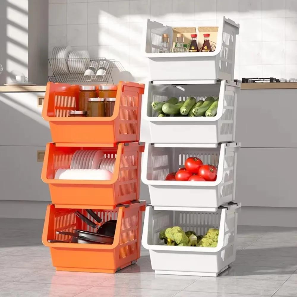 Stackable Vegetable Storage Baskets Household Snack Toy Storage Rack Multi Layers Floor Standing Multi-Function Bathroom Basket
