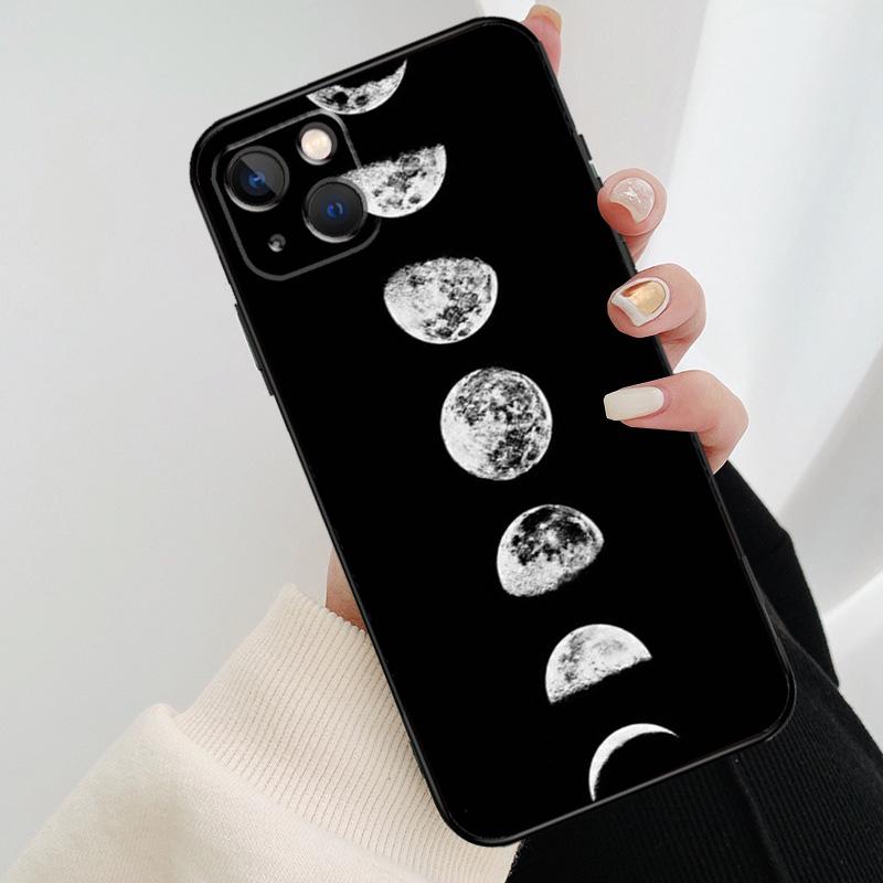 Black Moon Stars Space Astronaut Phone Case For iPhone 17 Pro Max 16 15 14 11 12 13 Pro Max Mini 15 16 Plus 16e 17 Air Cover