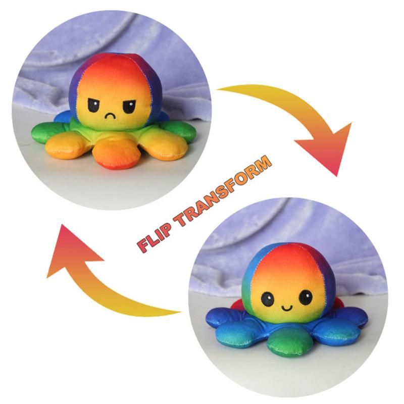 New! Octopus Plush Doll Toy Soft Stuffed Animal Cute Cartoon Reversible Flip Octopus Doll For Children