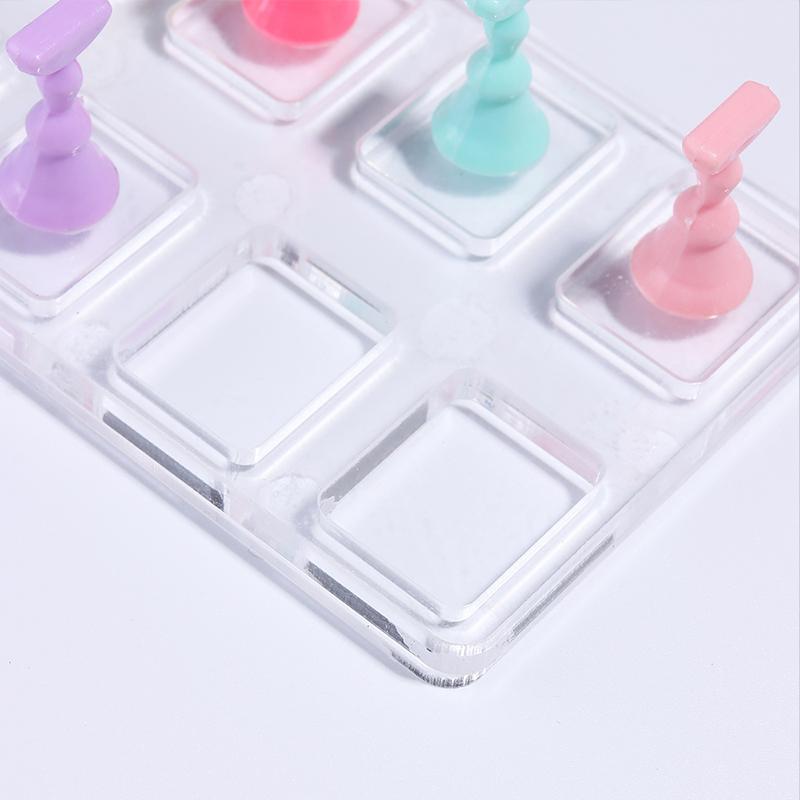 5/10 Grid Transparent Acrylic Nail Display Stand Multi-Purpose Mannequin Holder For Press On Nails Without Magnet Training Base