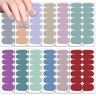 14 Nails Solid Color Simple Waterproof Nail Stickers Firm and Not Easy To Fall Off Multi Color Nail Art for Women's Dressing Up